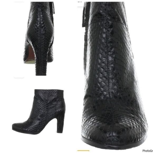 Sam Edelman Salina 2 Ankle Booties Black Snakeskin Embossed 7.5 - Picture 6 of 10
